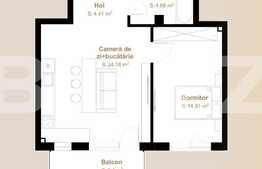 Apartament 2 camere, 48,38 mp + balcon ,6,4 mp, zona Vivo