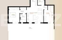 Apartament 3 camere decomandate, 74,96 mp + terasa 82,04 mp, zona Vivo