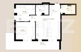 Apartament 3 camere, 65,59 mp + balcon 21,08, zona Vivo