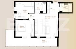 Apartament 3 camere, 67,43 mp + terasa 21,08 mp, zona Vivo