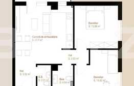 Apartament 3 camere, 65,20 mp, balcon, zona Vivo