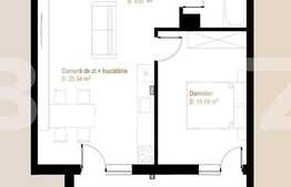 Apartament 2 camere, 45,10 mp + balcon 10,25 mp, zona Vivo