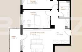 Apartament 3 camere, 77,83 mp + balcon 8,51 mp, zona Vivo