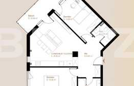 Apartament semifinisat 3 camere, 71,45 mp + balcon 10,09 mp, zona Vivo