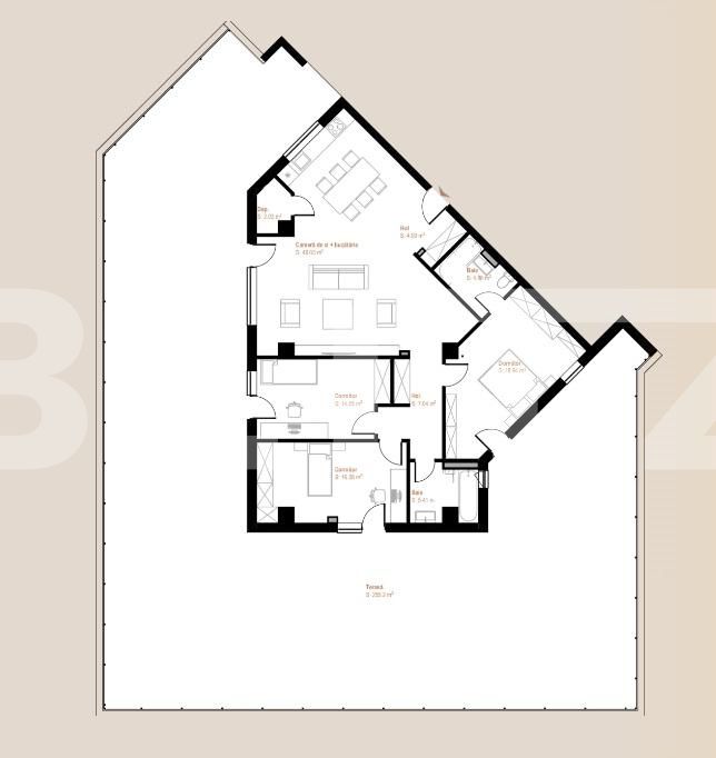 Apartament 4 camere, 119,69 mp, terasa, zona Vivo