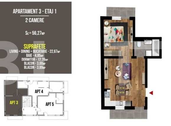 Apartament de vânzare 2 camere Floreşti - 90627AV | BLITZ Cluj-Napoca | Poza1