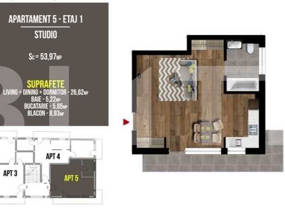 Garsonieră de vânzare Floreşti - 90647AV | BLITZ Cluj-Napoca | Poza1