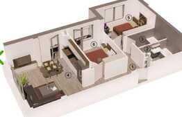 Apartament de 3 camere, 66 mp, incalzire in pardoseala, garaj, la 5 min de Vivo