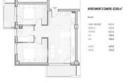 Apartament de 3 camere, 54 mp, balcon, zona Baciu Hills 