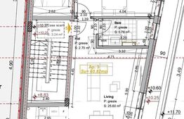 Apartament 2 camere, 60.82 mp, terasa, semifinisat, zona Calea Motilor