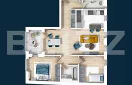 Apartament 3 camere, balcon, 73.5 mp, semifinisat, zona Centrala