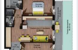 Pret promotional,  3 camere , 2 bai, finisat modern, 72mp cu gradina de 80mp 