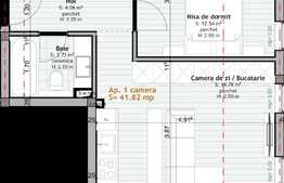 Apartament de 2 camere, 42 mp, semifinisat, zona Porii