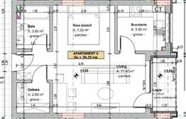 Apartament de 1 camera, semifinsat, 37 mp,  zona Vivo