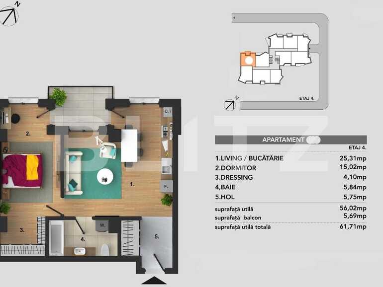 Apartament de vânzare 2 camere Bună Ziua - 94711AV | BLITZ Cluj-Napoca | Poza1