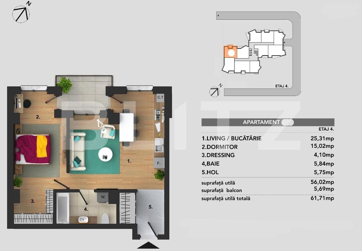 Apartament de vânzare 2 camere Bună Ziua - 94711AV | BLITZ Cluj-Napoca | Poza1