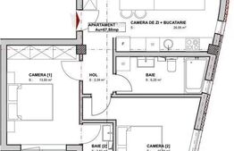 Apartament 3 camere, 2 bai, finisat, etaj intermediar, zona Terapia