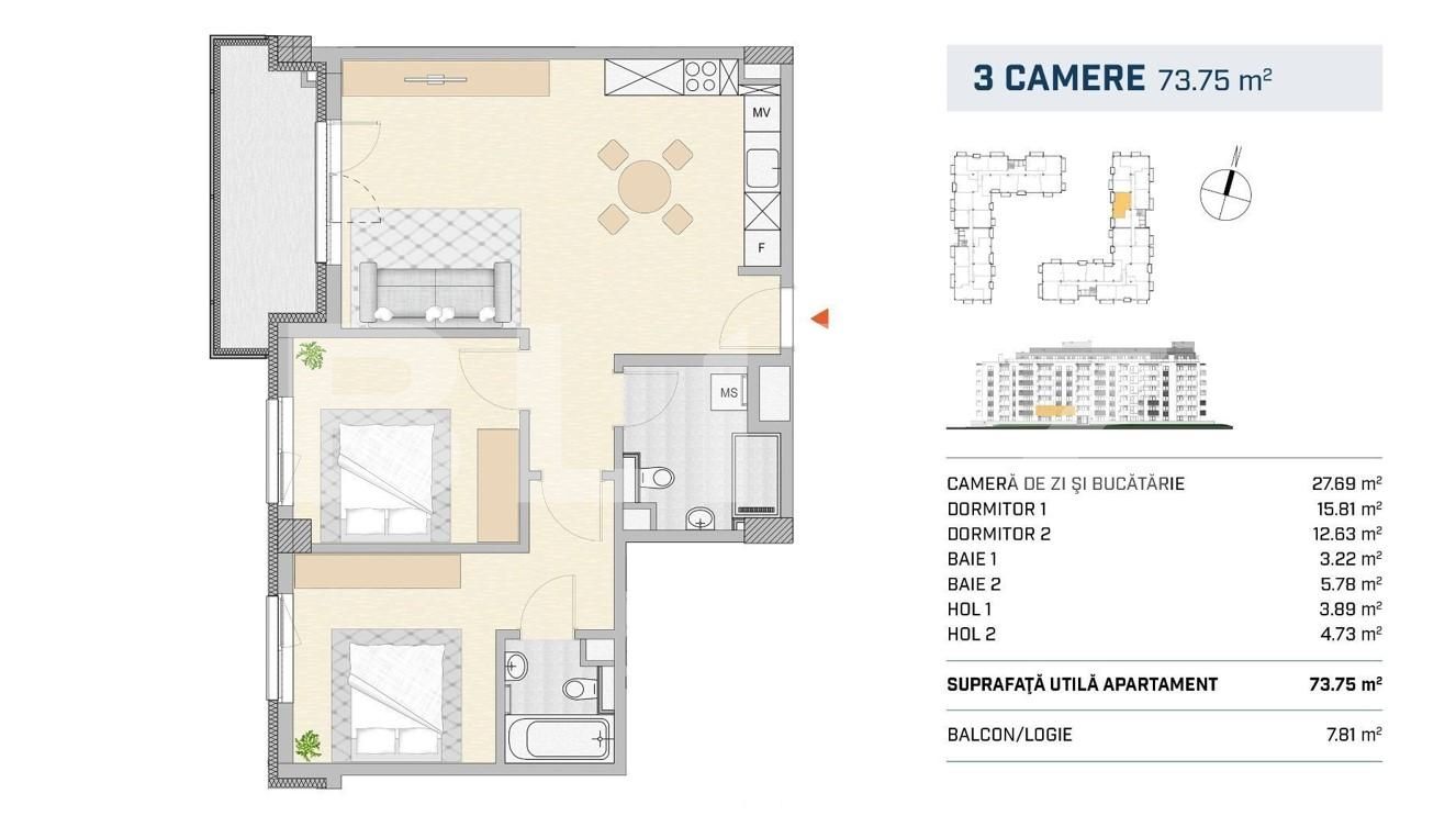 Apartament de vânzare 3 camere Semicentral - 95657AV | BLITZ Cluj-Napoca | Poza1