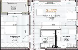 Apartament de 2 camere, 49 mp, gradina de 60 mp, parcare, zona Porii