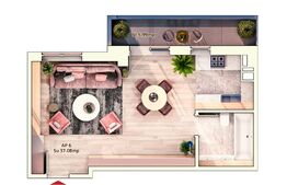 Garsoniera de 37 mp, 6 mp balcon, parcare subterana