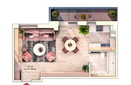 Apartament 1 camera, 37 mp,6 mp balcon, parcare subterana