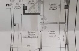Apartament de 3 camere, 50 mp, semifinisat, lift, zona Terra