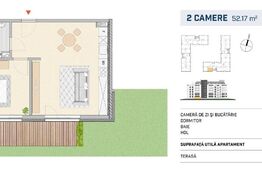 Apartamente 2 camere, finisat, 52 mp, zona Semicentrala