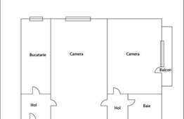De vanzare 2 camere, 46 mp, zona Complex Mercur