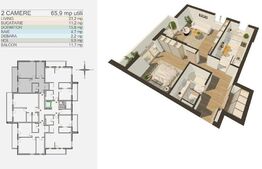 Apartament de 2 camere, decomandat 72 mp, Zona Bartolomeu 