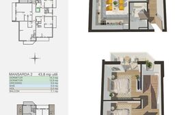 Apartament de 3 camere, 102 mp, etajul 3 și M, Bartolomeu