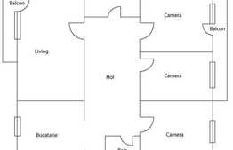 4 camere, 90 mp utili + 2 balcoane + loc de parcare, partial mobilat