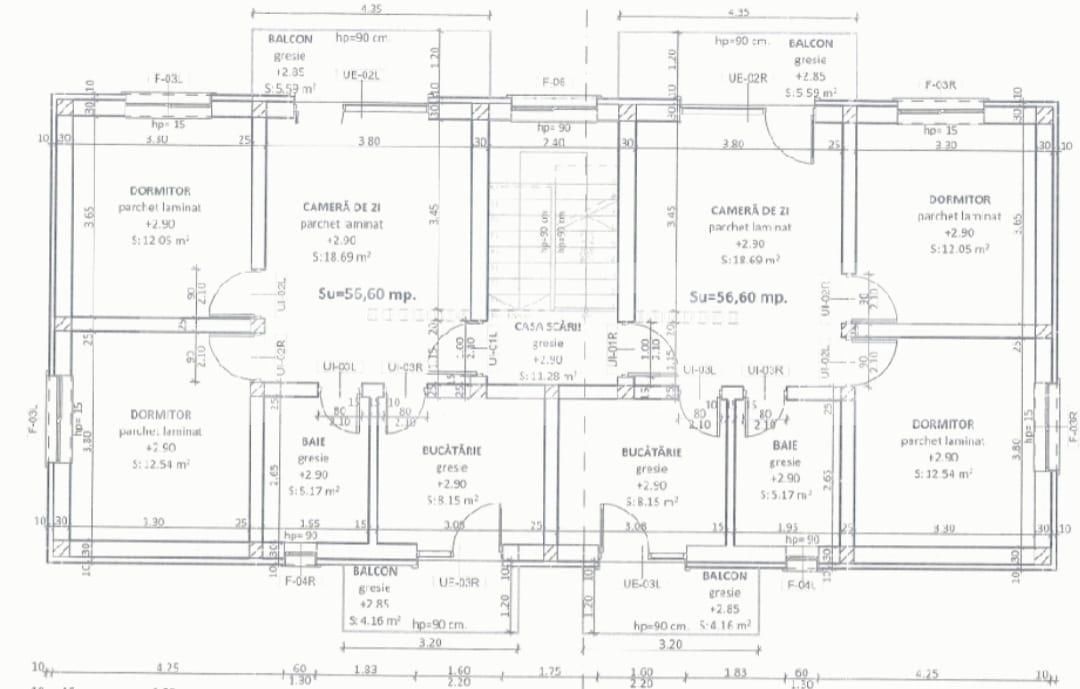 Apartament semifinisat, 3 camere, 58 mp utili, balcon 10 mp, parcare inclusa, Apahida