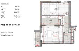 Apartament 2 camere, 56 mp, terasa, zona Iulius Mall