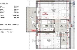 Apartament 2 camere, decomandat, 53 mp, terasa, zona Iulius Mall