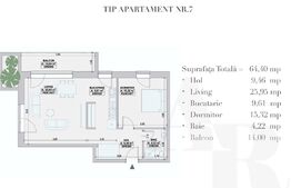 Apartament 2 camere, 64,4mp , BLOC NOU, zona- CETATE