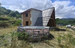 Cabana la rosu 150 mp cu teren de 3500 mp in Ampoita 