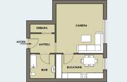 Apartament 1 camera, 45 mp utili, mobilat, zona Alfa!