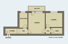 Apartament 2 camere, 51 mp, balcon, Calea Romanilor. Negociabil