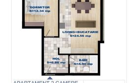 Apartament 2 camere finisat, 48.66mp utili - Bloc nou! 