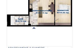 Apartament 2 camere finisat, 43.43mp utili - Bloc nou!