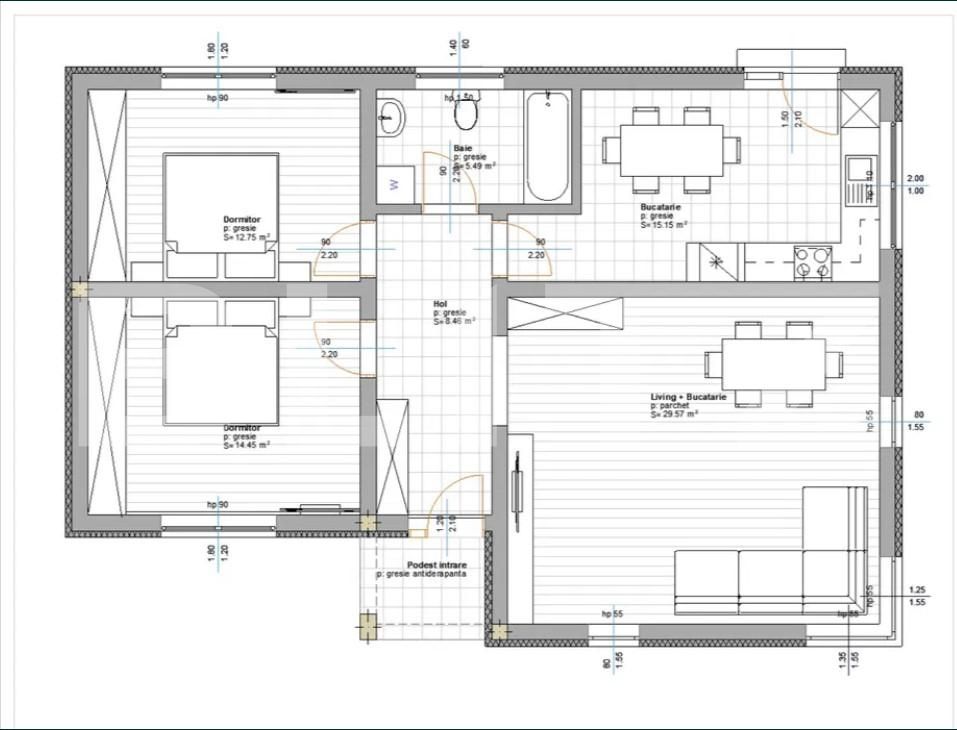 Casa moderna 92mp utili, pe un nivel cu 10 ari de teren, in Viisoara