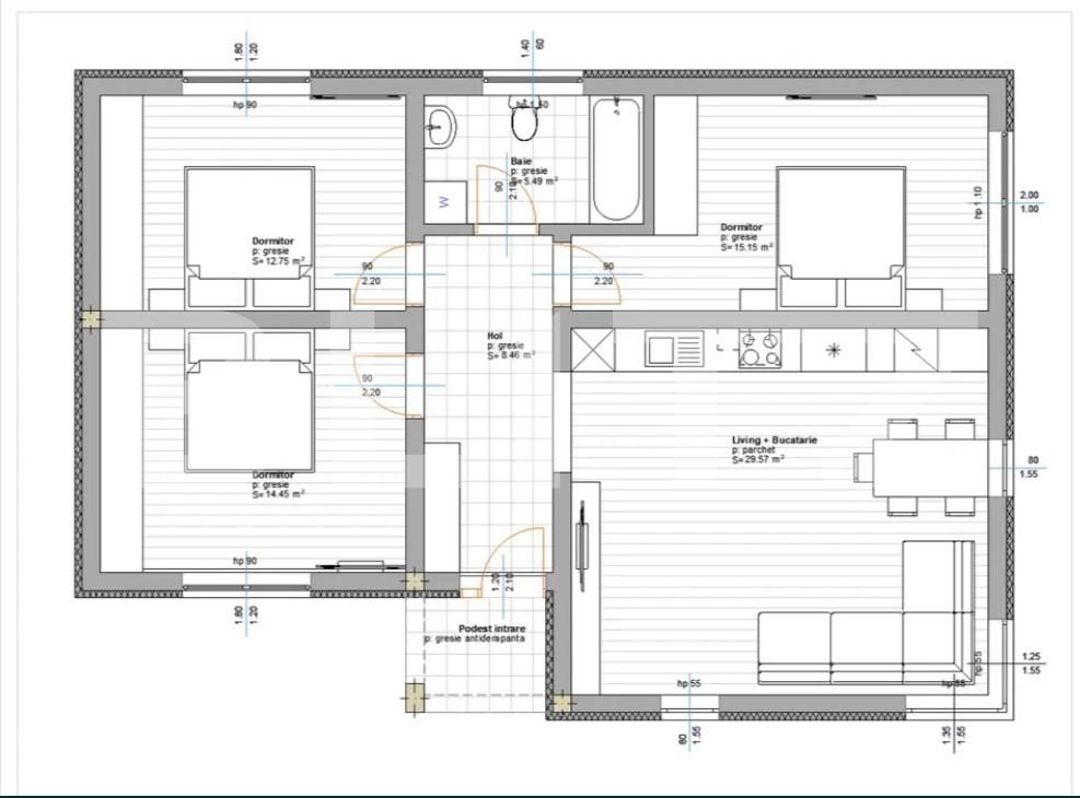 Casa moderna 92mp utili, pe un nivel cu 10 ari de teren, in Viisoara