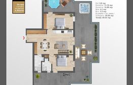 Penthouse de 3 camere, 78,5 mp utili, terasa de 90mp 