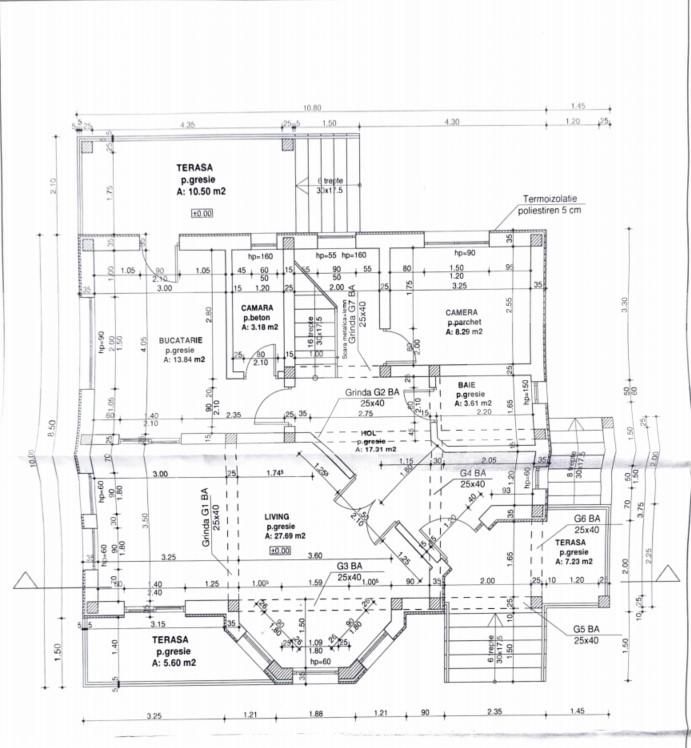 Casă semifinisată, 214 mp utili, teren cu 800 mp