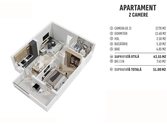 Apartament de vânzare 2 camere Centura - 130430AV | BLITZ Bistriţa | Poza1