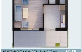Apartament 1 camera, 30mp, bloc nou, Calea Moldovei