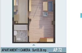 Apartament de 1 camera, 35mp utili, Calea Moldovei