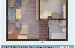 Apartament 1 camera, 41.52mp, bloc nou, Calea Moldovei