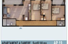 Apartament de 4 camere, bloc nou, 92,08 mp Calea Moldovei