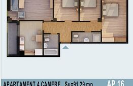 Apartament de camere 91 mp utili, bloc nou